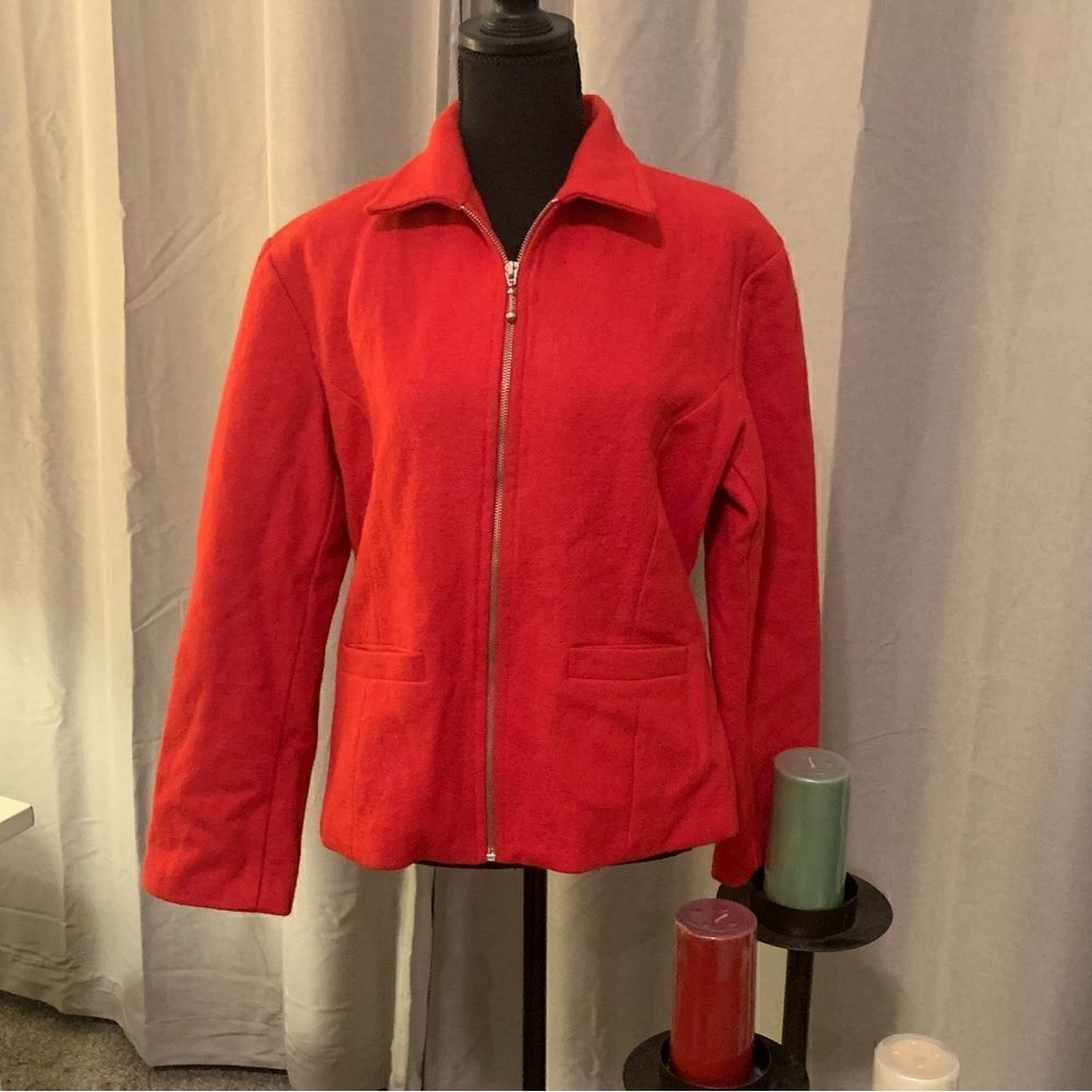 Argee red zip up wool coat